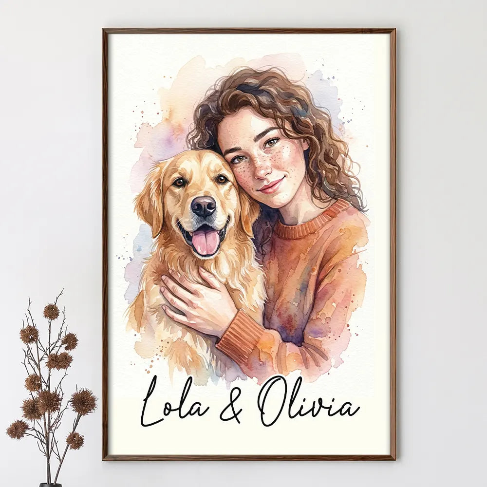 Custom Photo Watercolor Pet Lovers Dog Cat Pet Lover - Personalized Poster