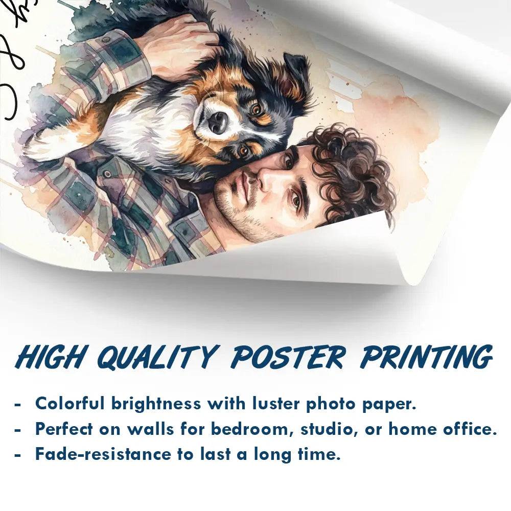 Custom Photo Watercolor Pet Lovers Dog Cat Pet Lover - Personalized Poster