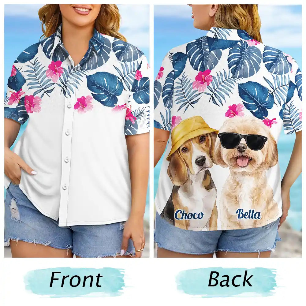 Custom Photo Watercolor Pet With Summer Accessories - Personalized Hawaiian Shirt
