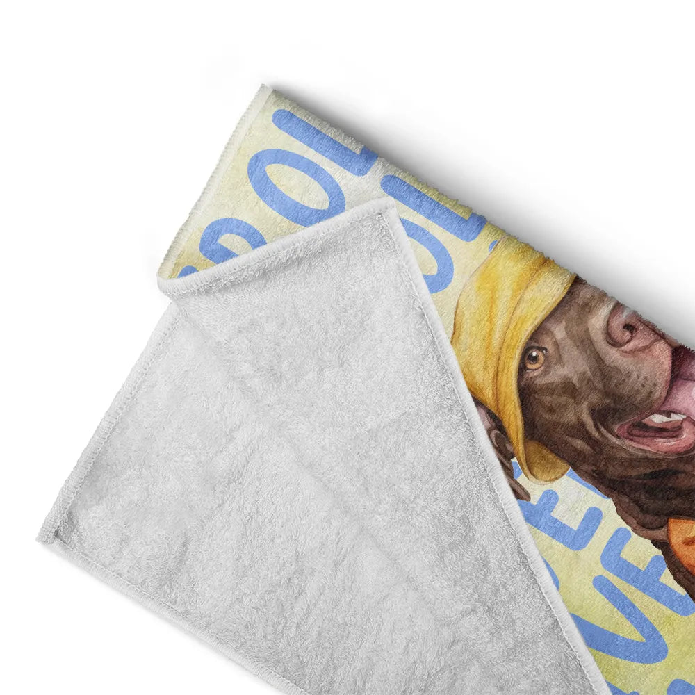 Custom Photo Watercolor Pet With Summer Accessories Cute Dog Cat Portrait - Personalized Beach Towel