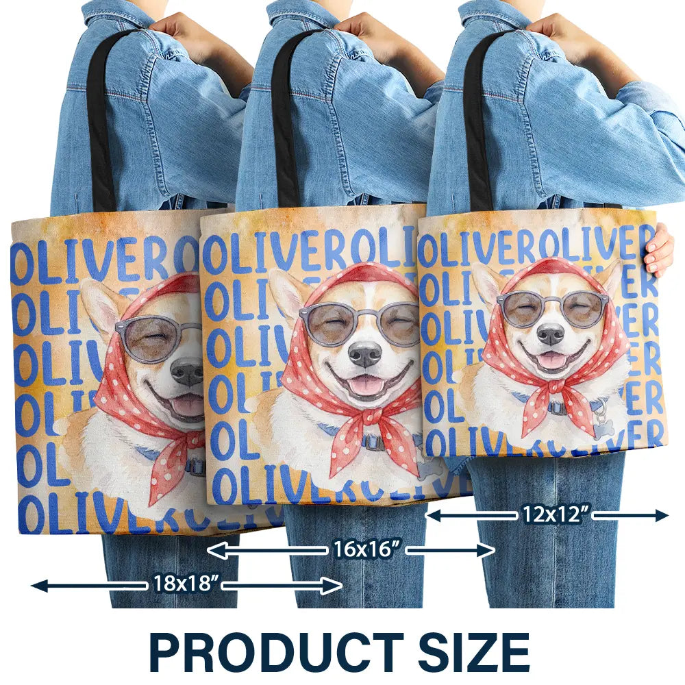 Custom Photo Watercolor Pet With Summer Accessories Cute Dog Cat Portrait - Personalized Tote Bag
