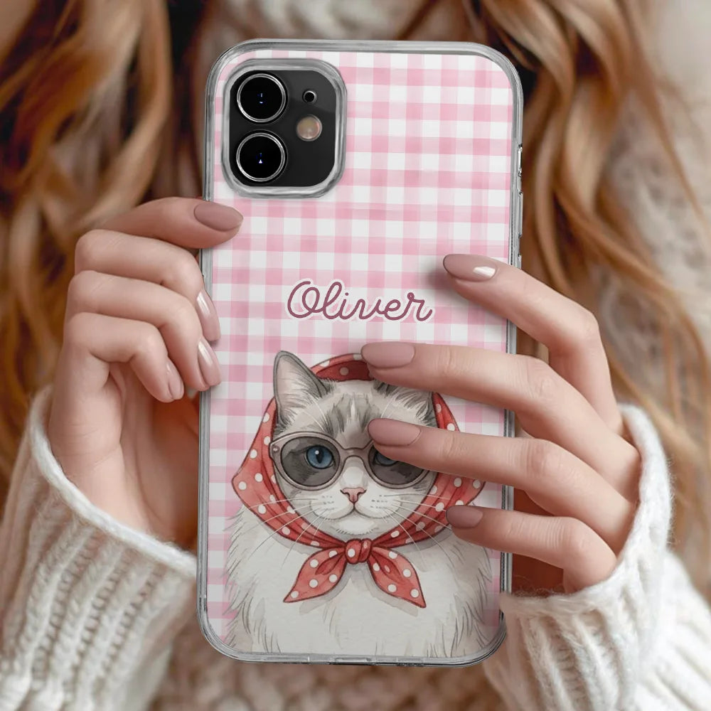 Custom Photo Watercolor Pet With Summer Accessories Pet Portrait - Personalized Clear Phone Case