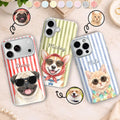 Custom Photo Watercolor Pet With Summer Accessories Pet Portrait - Personalized Clear Phone Case