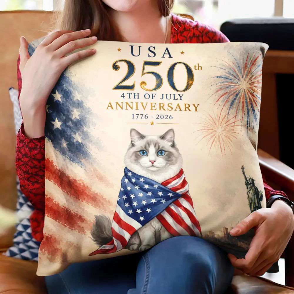 Custom Photo Watercolor With US Accessories 250th Anniversary Fourth Of July - Personalized Pillow