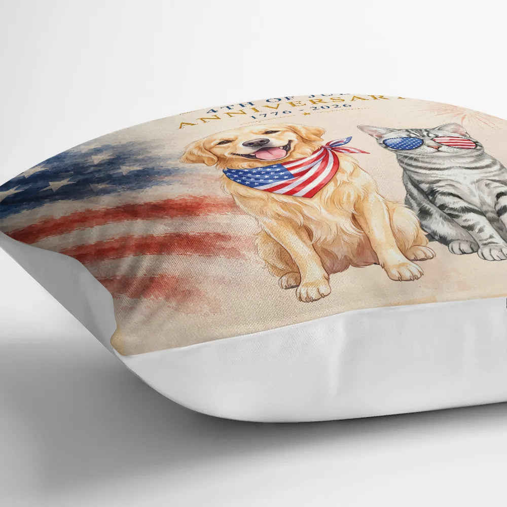Custom Photo Watercolor With US Accessories 250th Anniversary Fourth Of July - Personalized Pillow