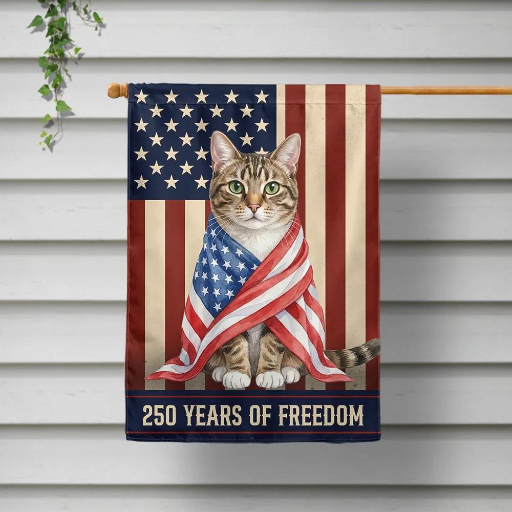 Custom Photo Watercolor With US Accessories Dog Cat 250 Years Of Freedom Vintage - Personalized Flag