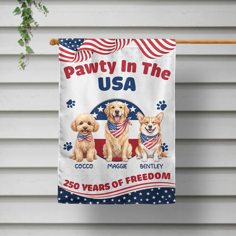 Custom Photo Watercolor With US Accessories Pawty In The USA - Personalized Flag