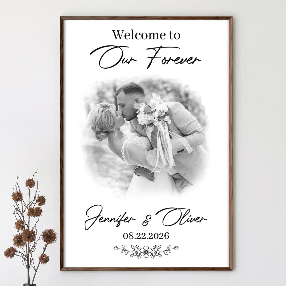 Custom Photo Wedding Couple Welcome To Our Forever - Personalized Poster