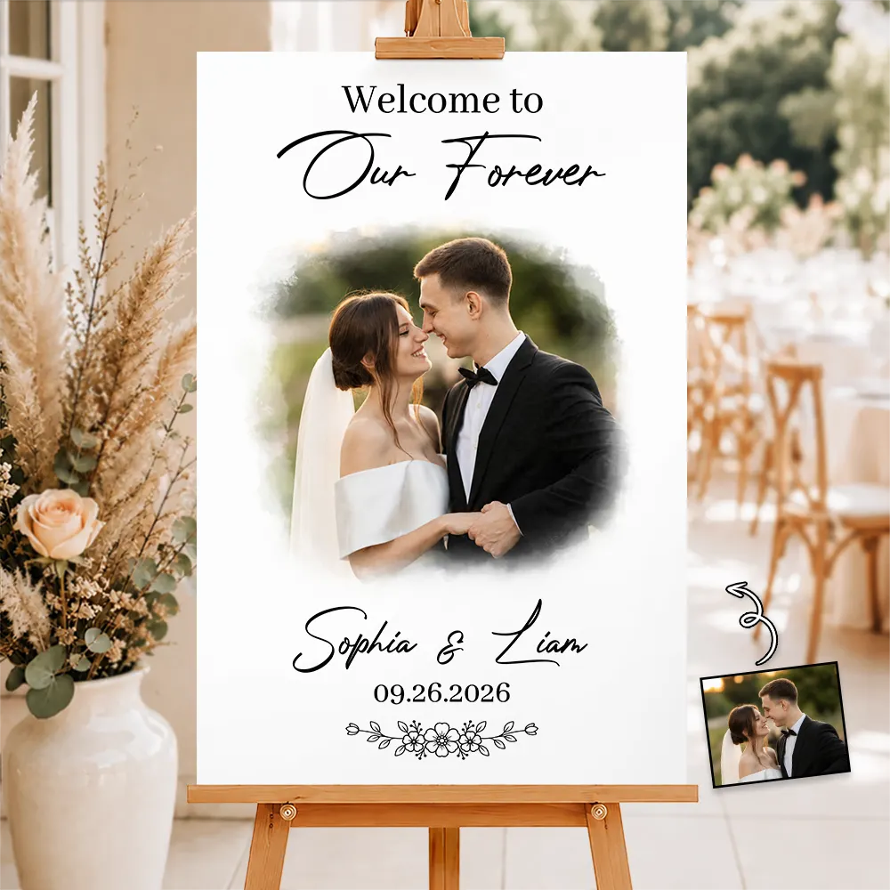 Custom Photo Wedding Couple Welcome To Our Forever - Personalized Poster
