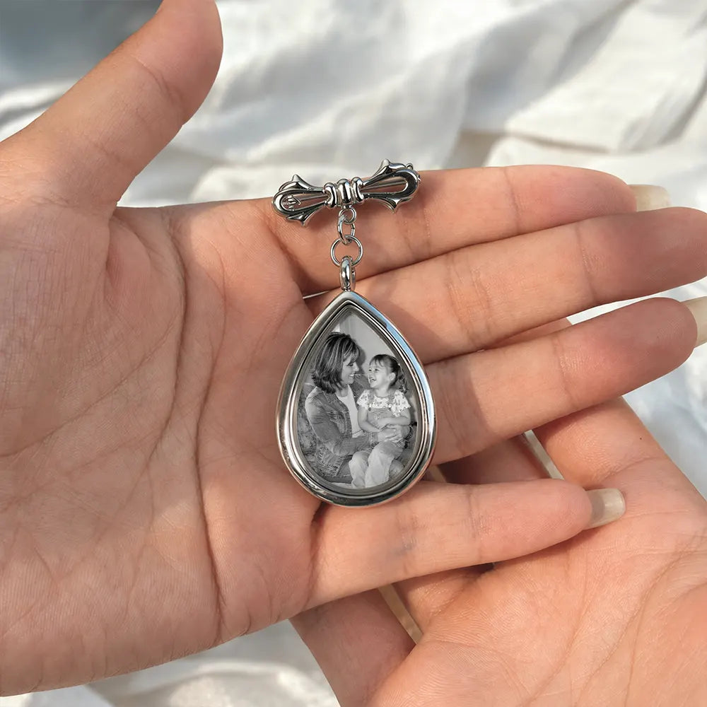 Custom Photo Wedding Walking Beside You Memorial - Personalized Teardrop Pin