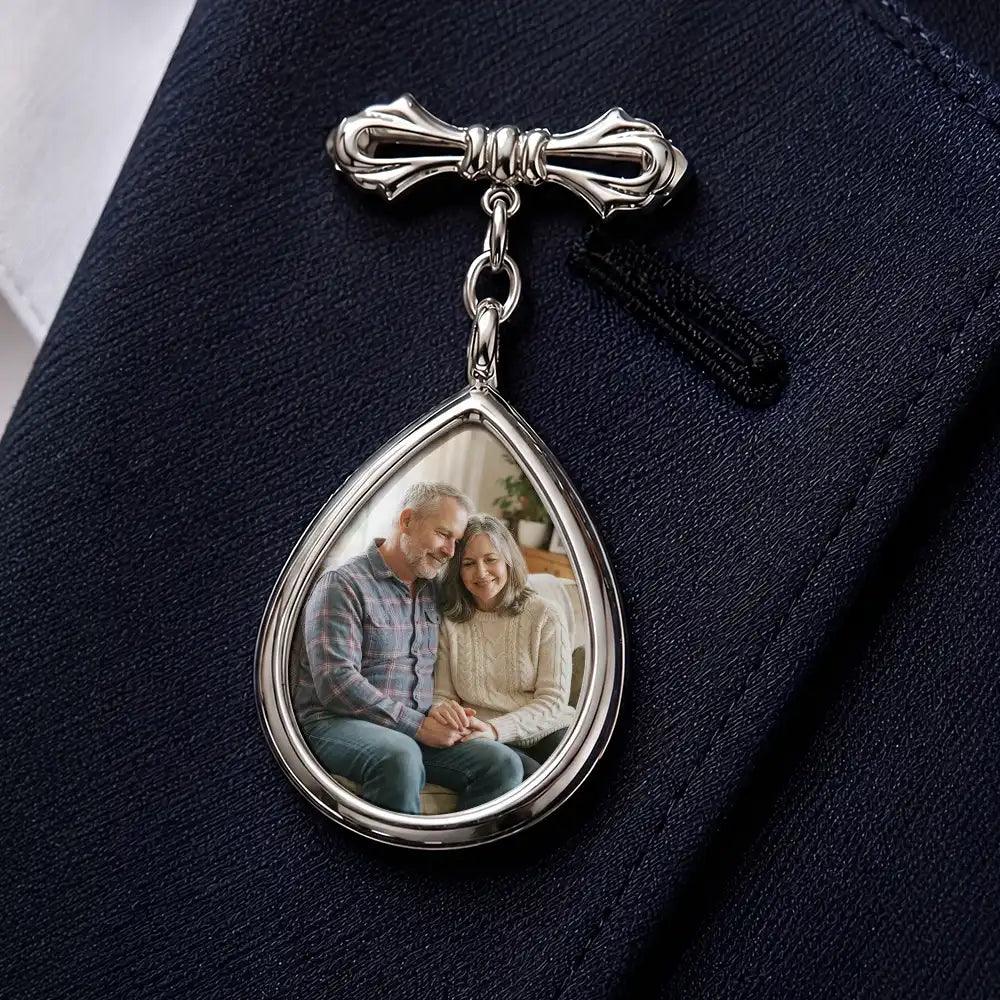Custom Photo Wedding Walking Beside You Memorial - Personalized Teardrop Pin