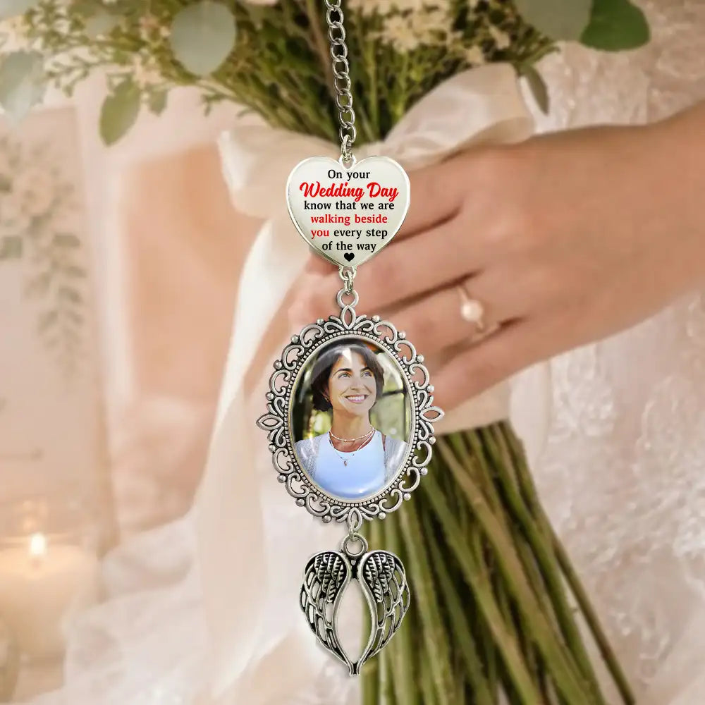 Custom Photo Wedding Walking Beside You Memorial - Personalized Wedding Charm