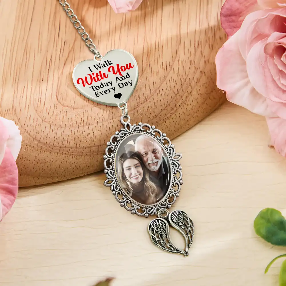 Custom Photo Wedding Walking Beside You Memorial - Personalized Wedding Charm