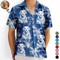 Custom Photo White Pencil Sketch Art Toile De Jouy Pattern Family Pet - Personalized Hawaiian Shirt
