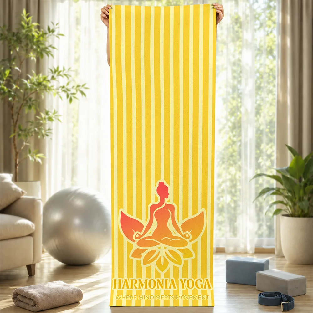 Custom Photo Yoga Studio Logo With Striped Pattern - Personalized Yoga Mat