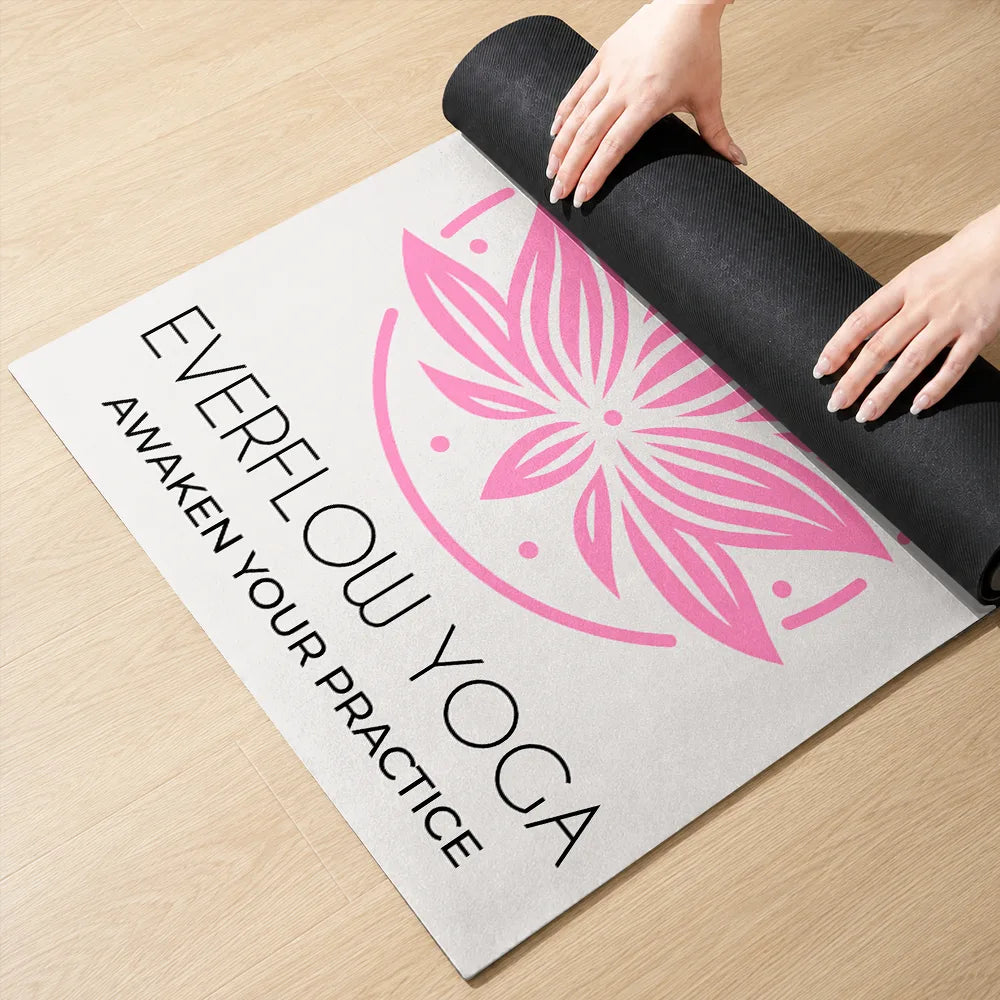 Custom Photo Yoga Studio Logo With Striped Pattern - Personalized Yoga Mat