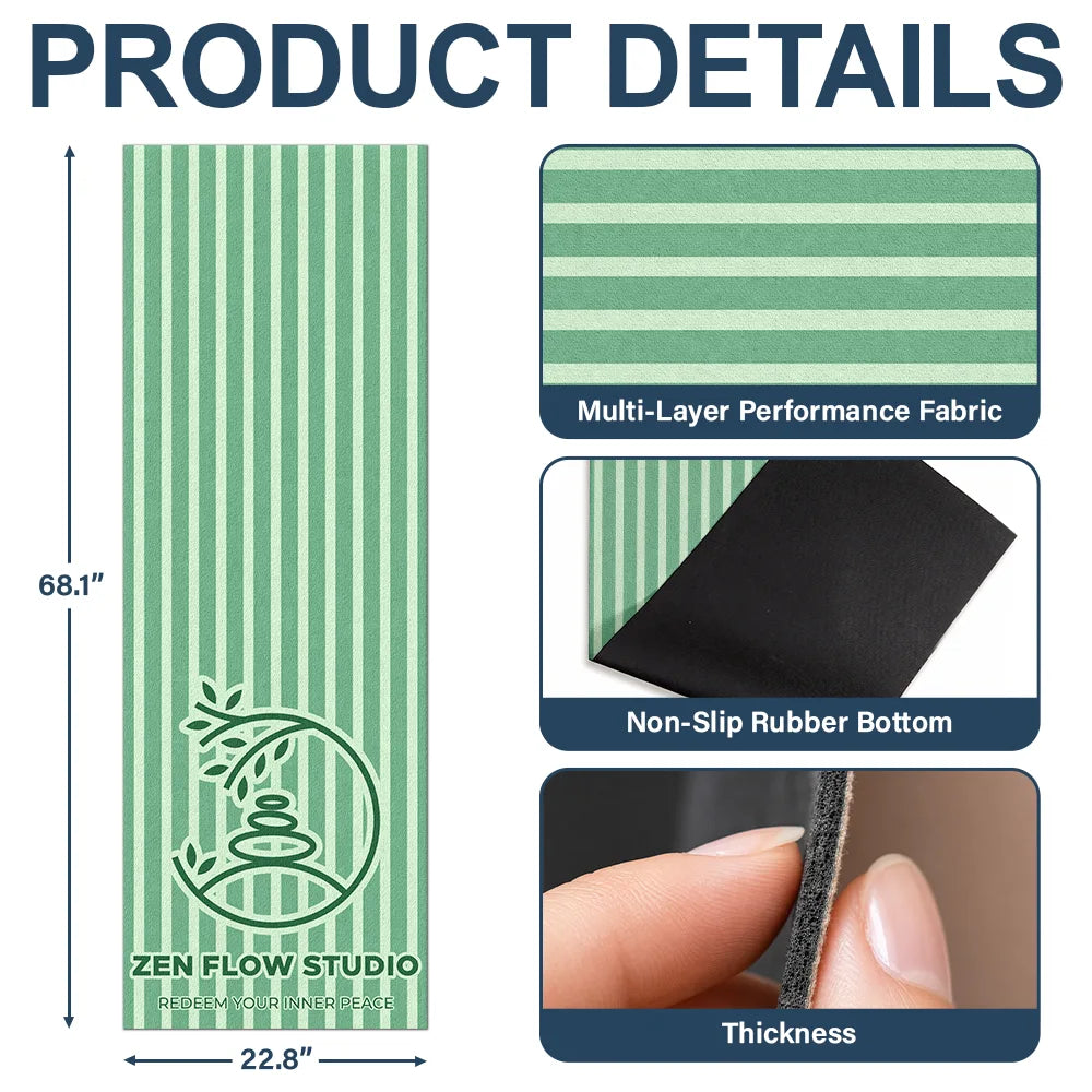 Custom Photo Yoga Studio Logo With Striped Pattern - Personalized Yoga Mat