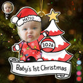 Custom Photo Baby First Christmas Funny - Personalized Custom Shaped Acrylic Ornament