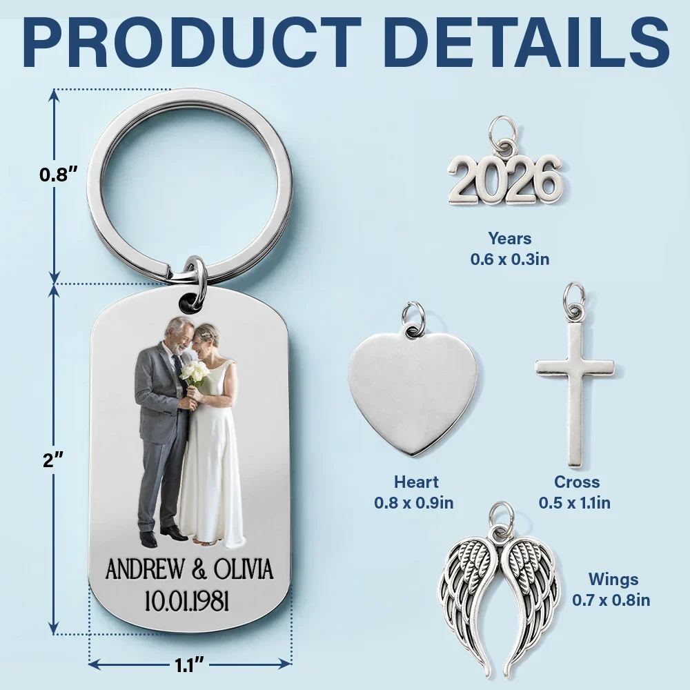 Custom Photo Couples Wedding Engaged Bachelor Party - Personalized Stainless Steel Keychain