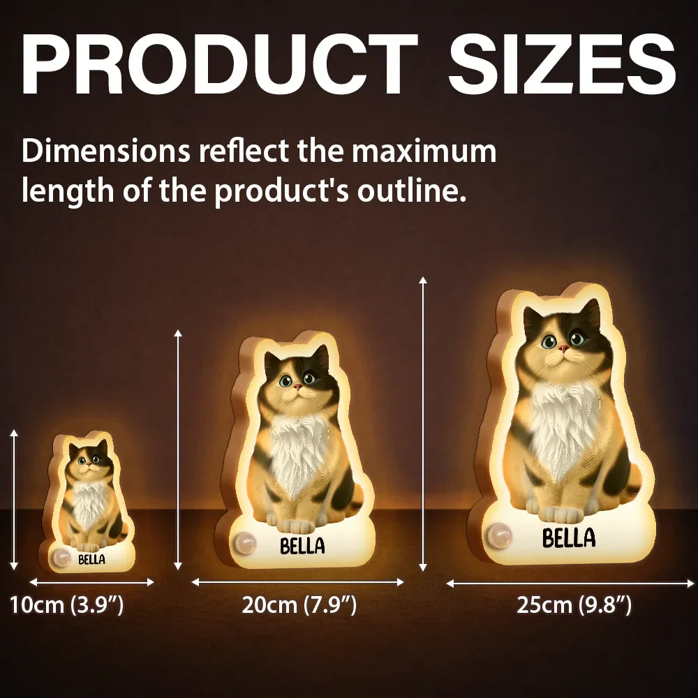 Cute 3D Effect Dog And Cat With Name - Personalized Motion Sensor Night Light
