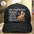 Custom Photo 3D Summer Concept The Legend Has Retired Not My Problem Anymore - Personalized Vintage Washed Denim Cap