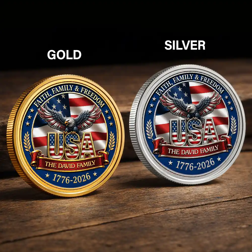 Custom Photo Stars And Stripes Faith, Family & Freedom - Personalized Commemorative Keepsake Coin