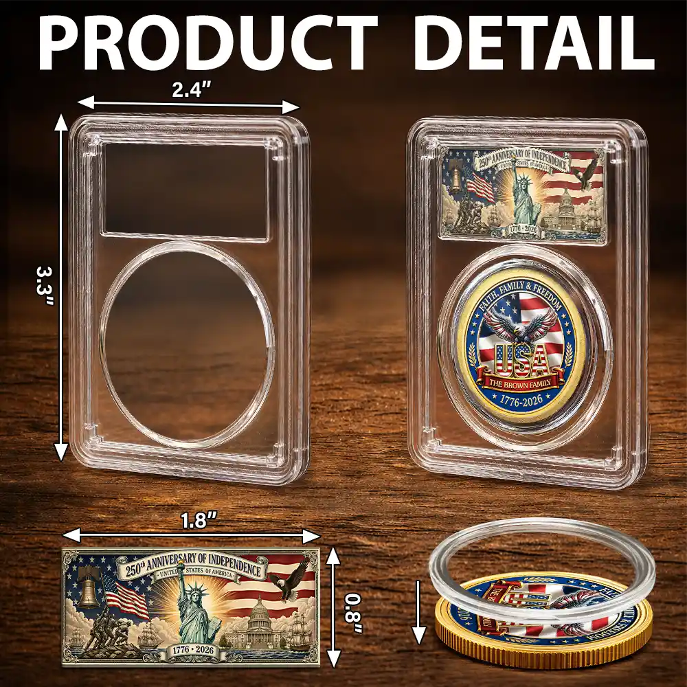 Custom Photo Stars And Stripes Faith, Family & Freedom - Personalized Commemorative Keepsake Coin