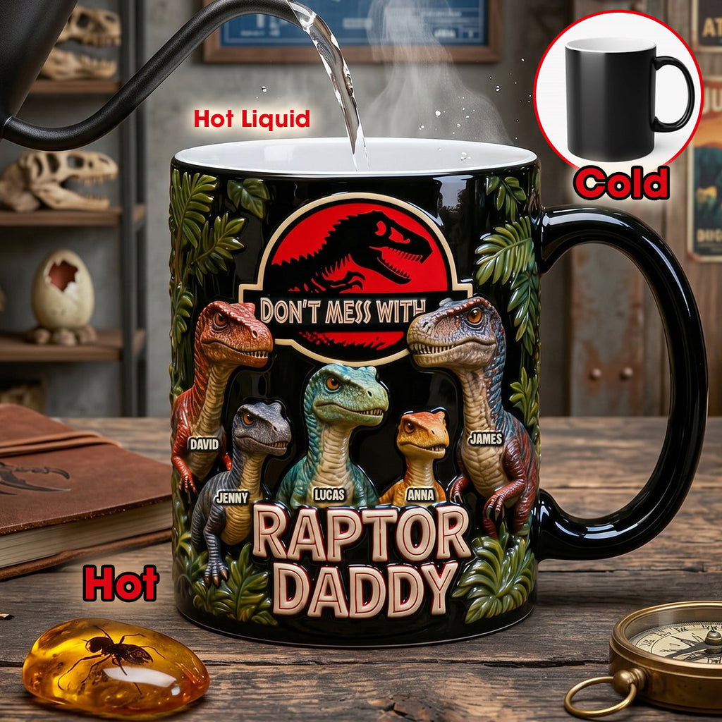 Dinosaur Dad and Kids Magic Coffee Mug - Personalized Gifts For Dad 03hutn250426