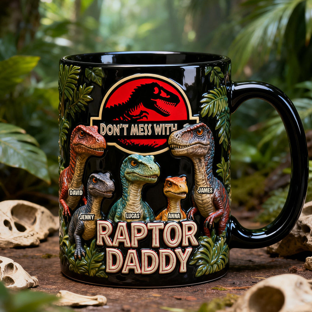 Dinosaur Dad and Kids Magic Coffee Mug - Personalized Gifts For Dad 03hutn250426