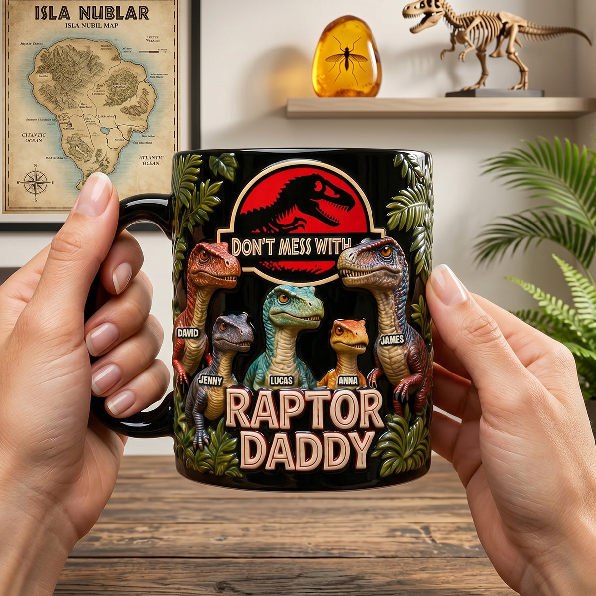 Dinosaur Dad and Kids Magic Coffee Mug - Personalized Gifts For Dad 03hutn250426