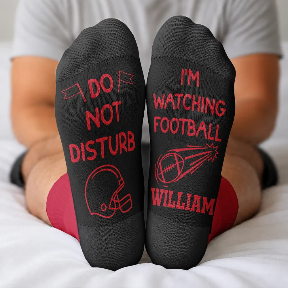 Do Not Disturb I'm Watching Soccer Baseball Football Hockey - Personalized Crew Socks