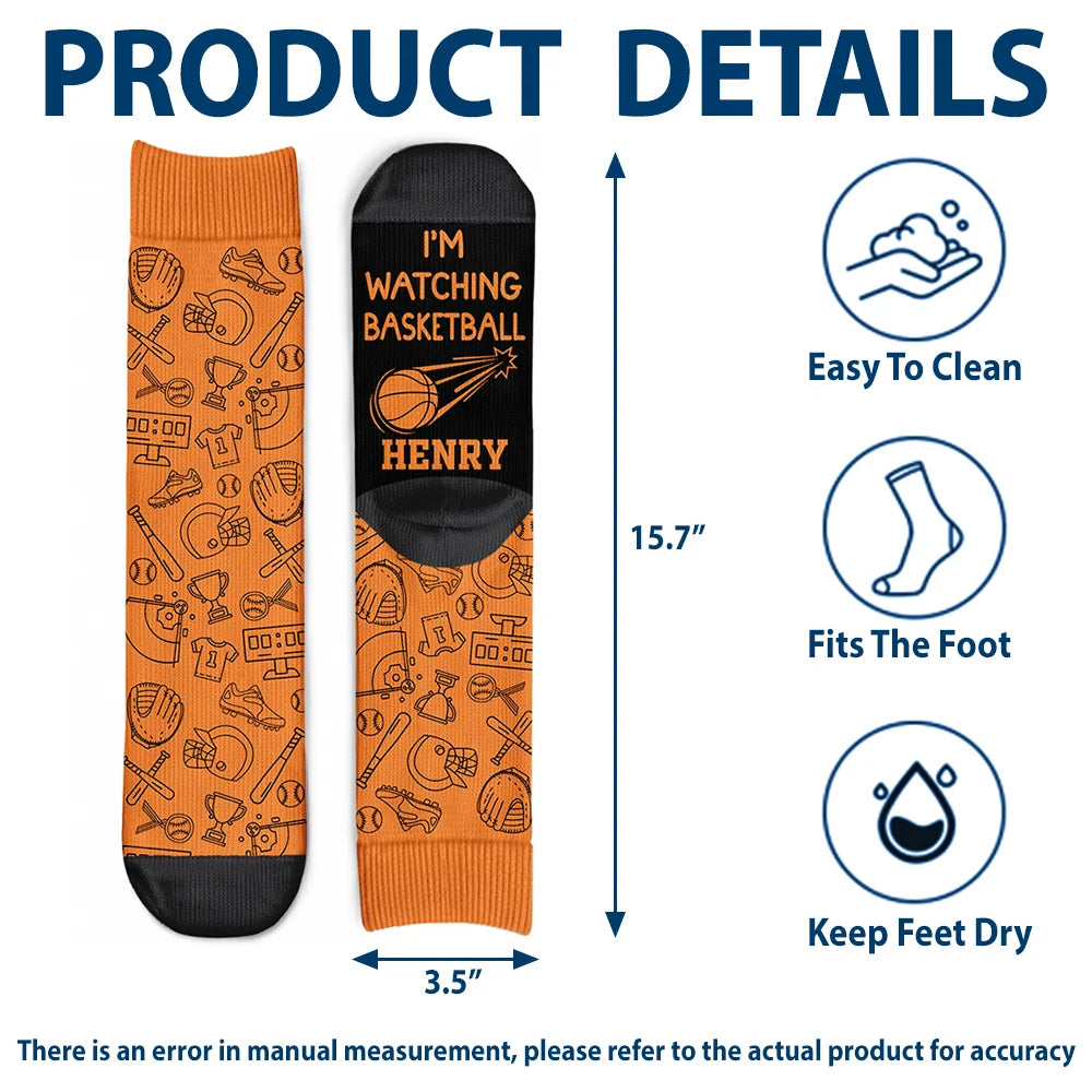 Do Not Disturb I'm Watching Soccer Baseball Football Hockey - Personalized Crew Socks