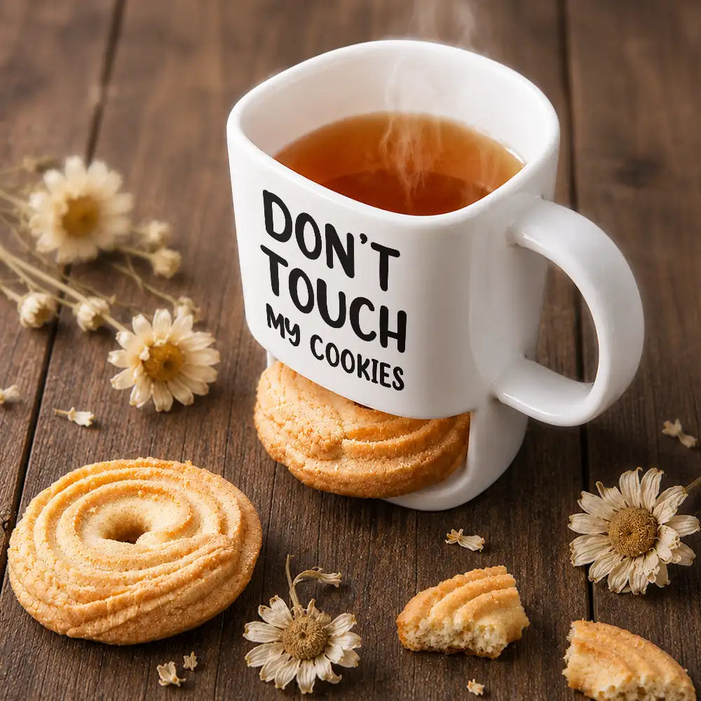 Do Not Touch Mine 3D Effect Funny Sarcastic Face - Personalized Cookie Mug
