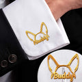 Dog Ears Line Art With Custom Name - Personalized Cufflinks
