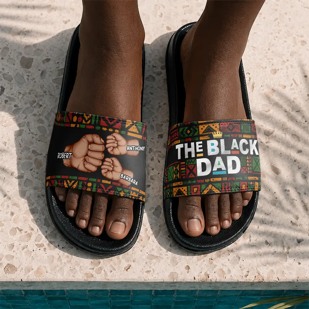 Dope Black Dad Grandpa Fist Bumps - Personalized Unisex Slides