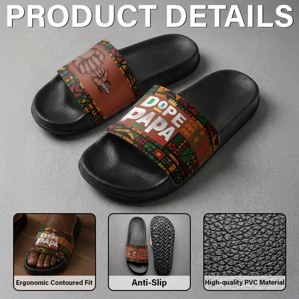 Dope Black Dad Grandpa Fist Bumps - Personalized Unisex Slides