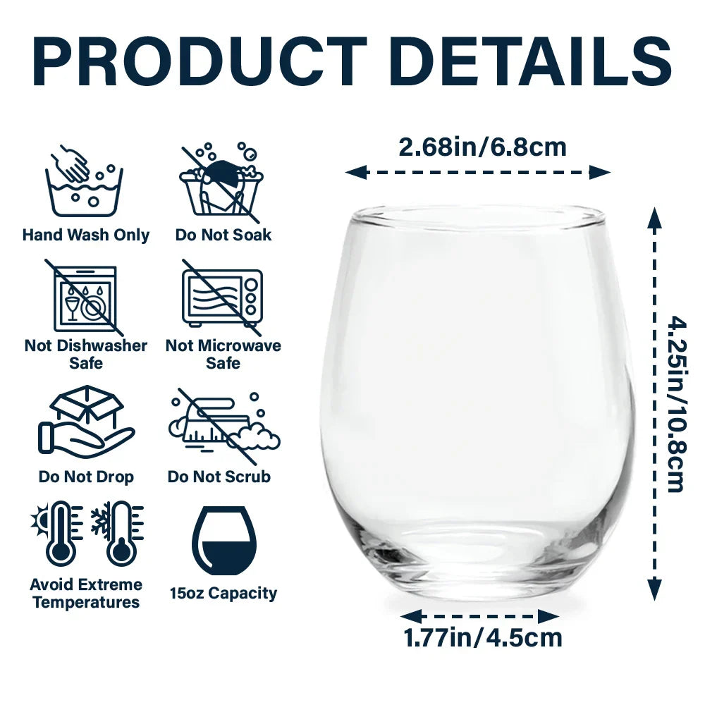 Custom Photo Semi Realistic Portrait You & Me We Got This - Personalized Stemless Wine Glass