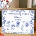 Everything Tastes Better In Mom Grandma Kitchen Toile Birth Flower - Personalized Cutting Board
