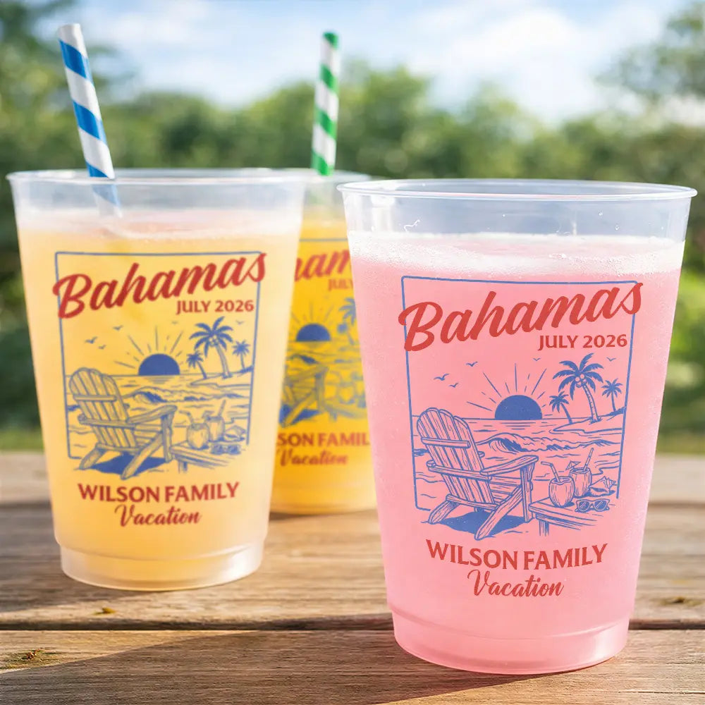 Family Besties Summer Vacation Party - Personalized Frosted Cups
