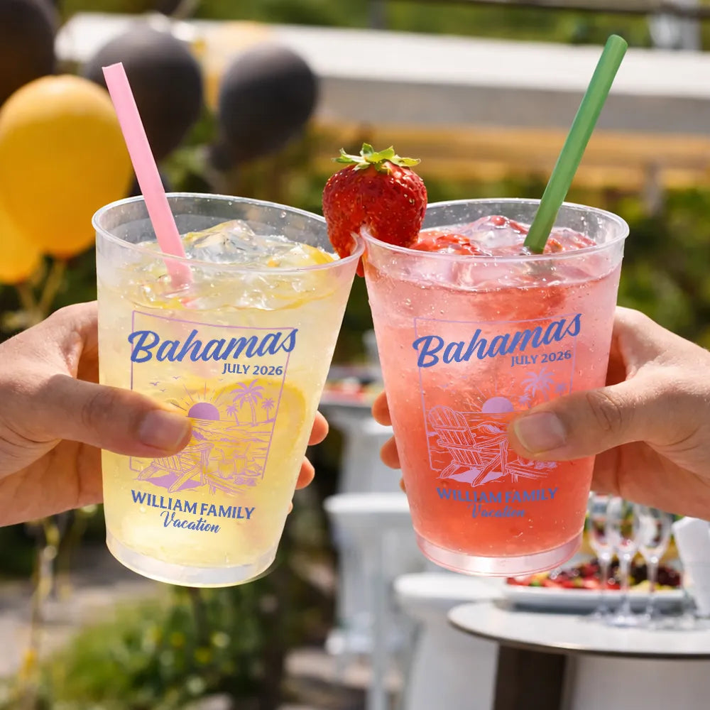 Family Besties Summer Vacation Party - Personalized Frosted Cups