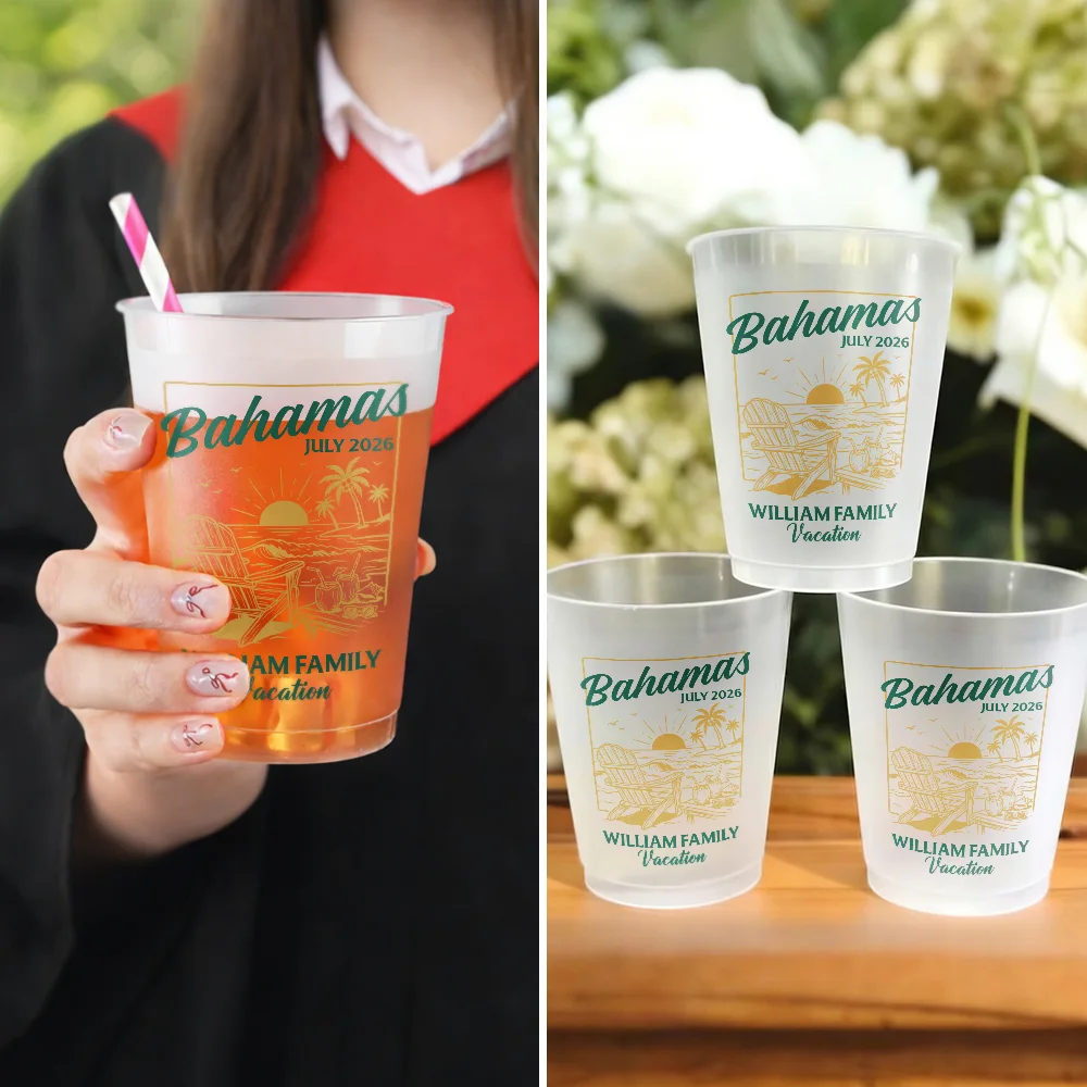 Family Besties Summer Vacation Party - Personalized Frosted Cups