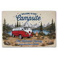 Family Welcome To Our Campsite - Personalized Doormat