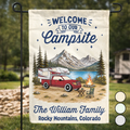 Family Welcome To Our Campsite - Personalized Flag