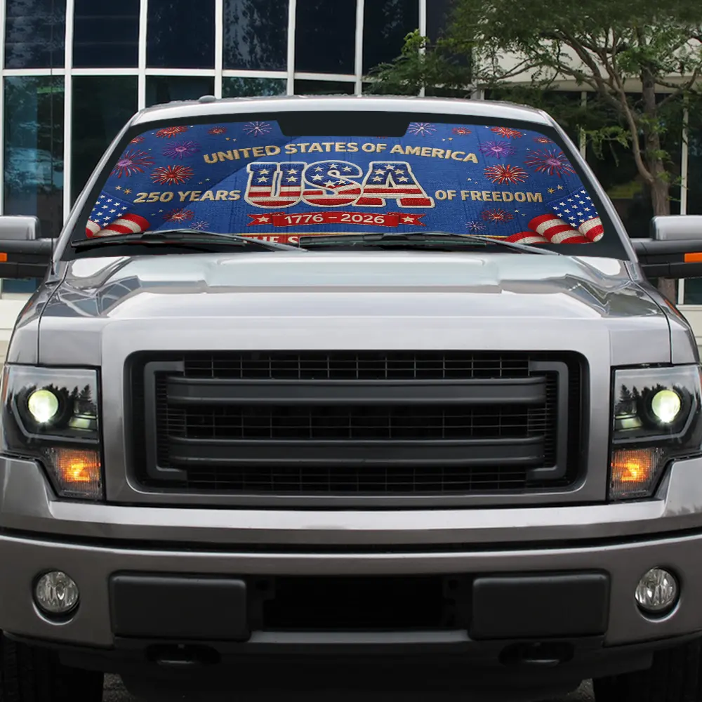 Faux Embroidery Effect America 250th Anniversary - Personalized Auto Sunshade