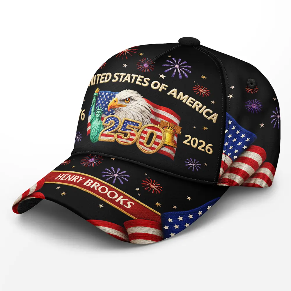 Faux Embroidery Effect America 250th Anniversary - Personalized Classic Cap