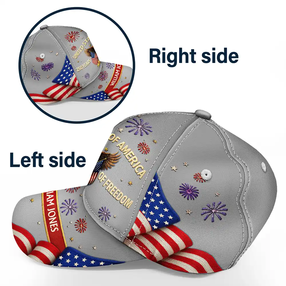 Faux Embroidery Effect America 250th Anniversary - Personalized Classic Cap