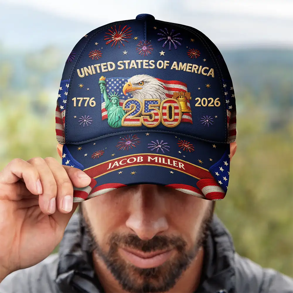 Faux Embroidery Effect America 250th Anniversary - Personalized Classic Cap