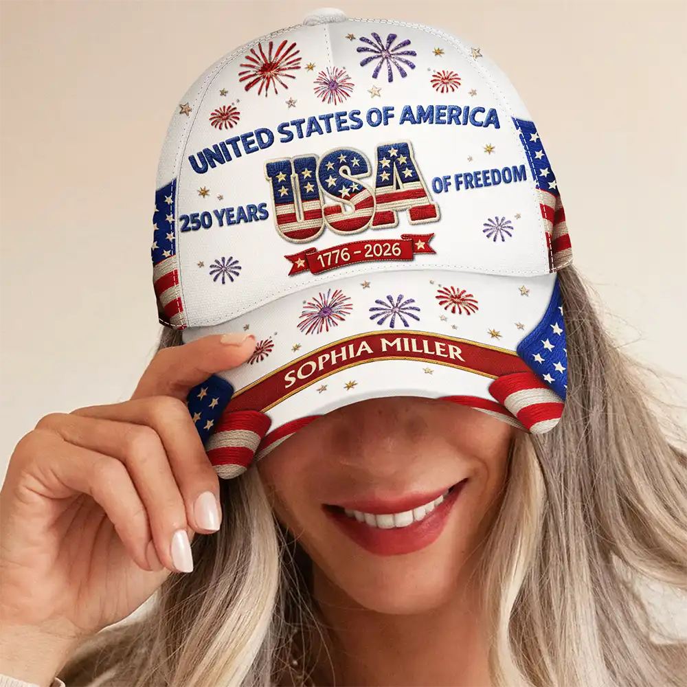 Faux Embroidery Effect America 250th Anniversary - Personalized Classic Cap
