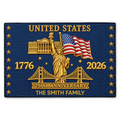 Faux Embroidery Effect America 250th Anniversary - Personalized Doormat