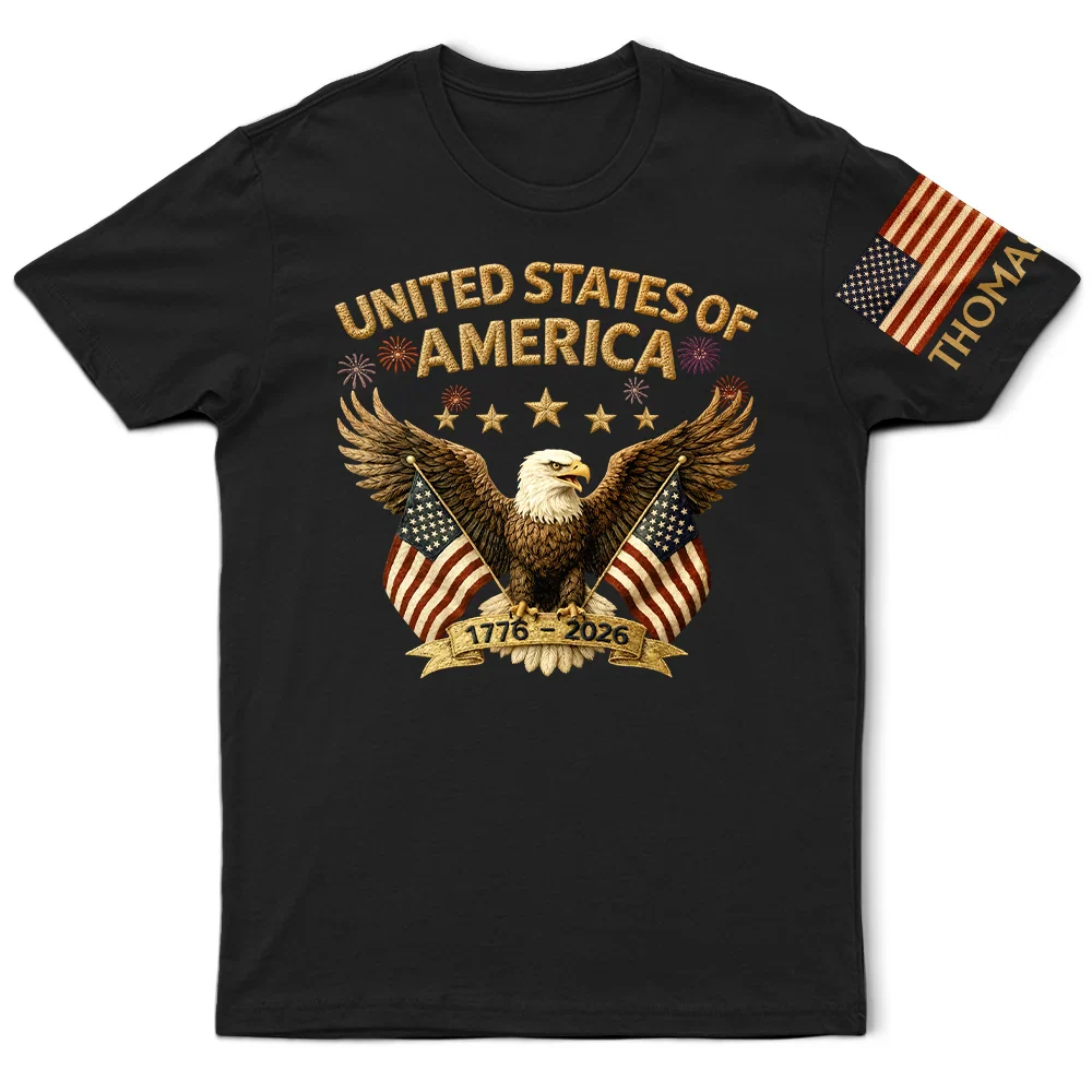 Faux Embroidery Effect America 250th Anniversary - Personalized T Shirt